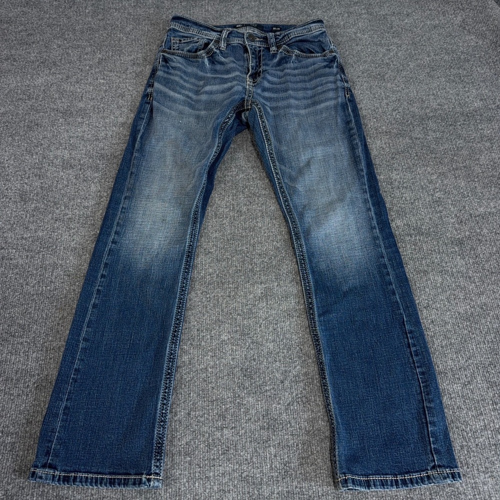 BKE Carter Jeans Men 29x30 Whisker Fade Distressed Straight Leg Low Rise
